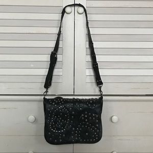 Patricia Nash Leather Rosa Studded Saddle Bag